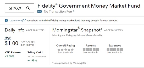 fidelity spaxx interest rate